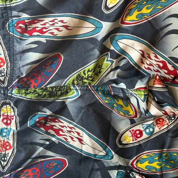 Hang Ten Small Youth Surfboard Skull Teen Boys Swim trunks shorts Navy Black - Picture 6 of 12